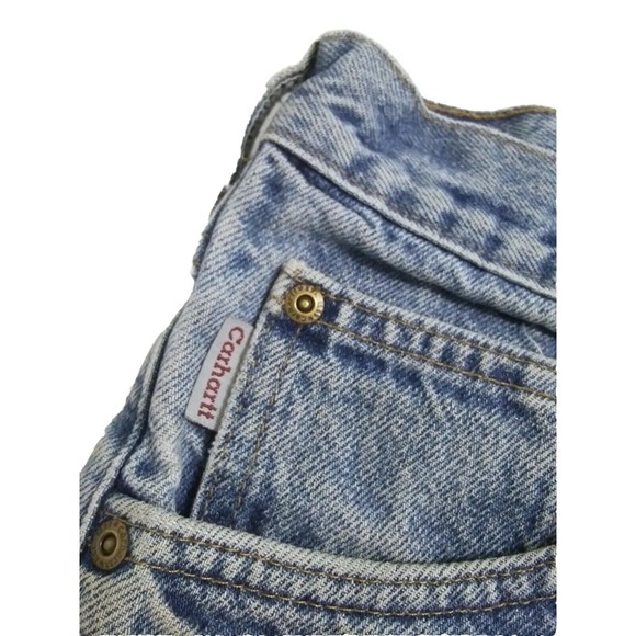 Vintage Carhartt Mens 33x30 Flannel Lined Blue Jeans Pants Distressed B21DST USA - Picture 4 of 12